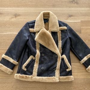 French Connection Belen Faux Fur Double Breasted Jacket